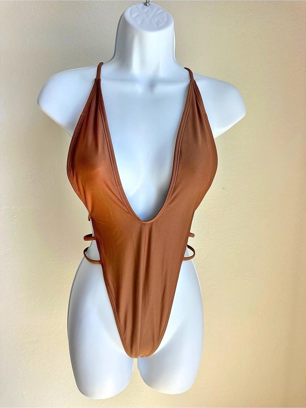 Brown Cutout One-Piece Swimsuit Like New